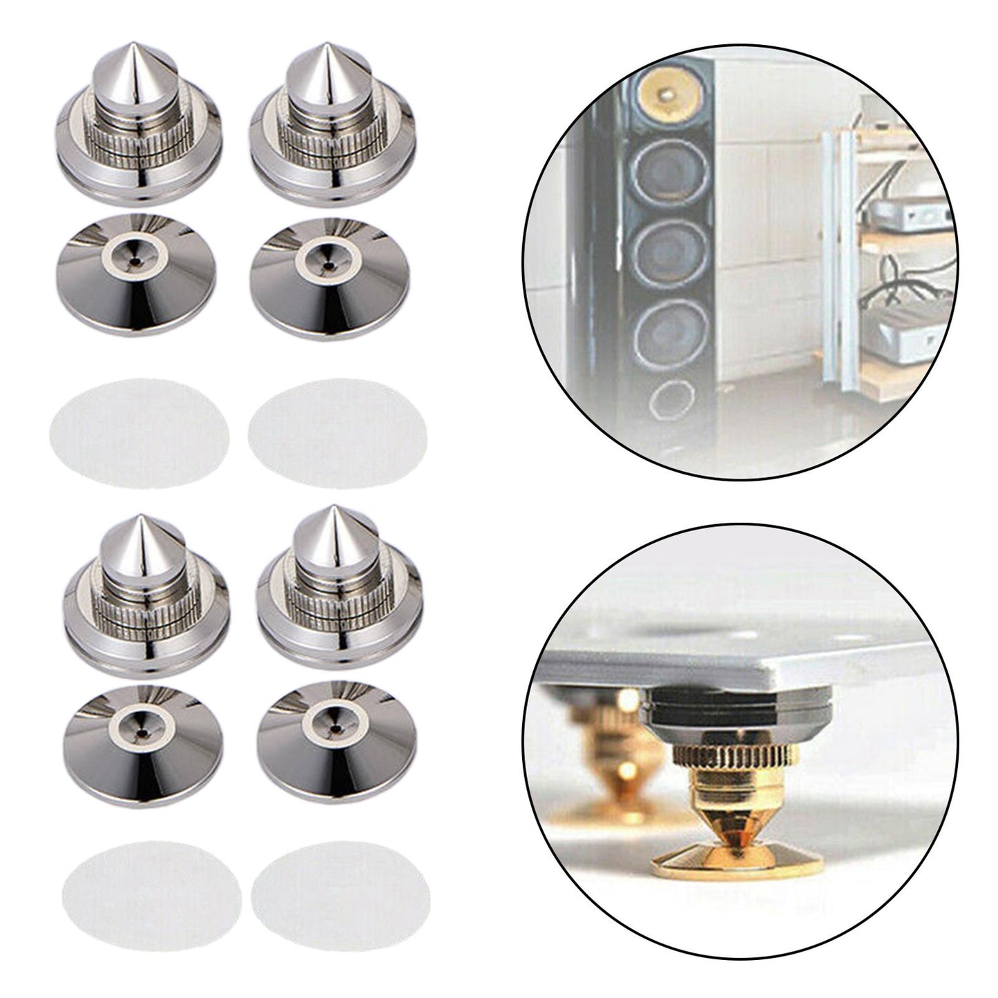 4PCS Speakers Stand Spikes Loudspeaker Box Nails Pads Alloy Silver