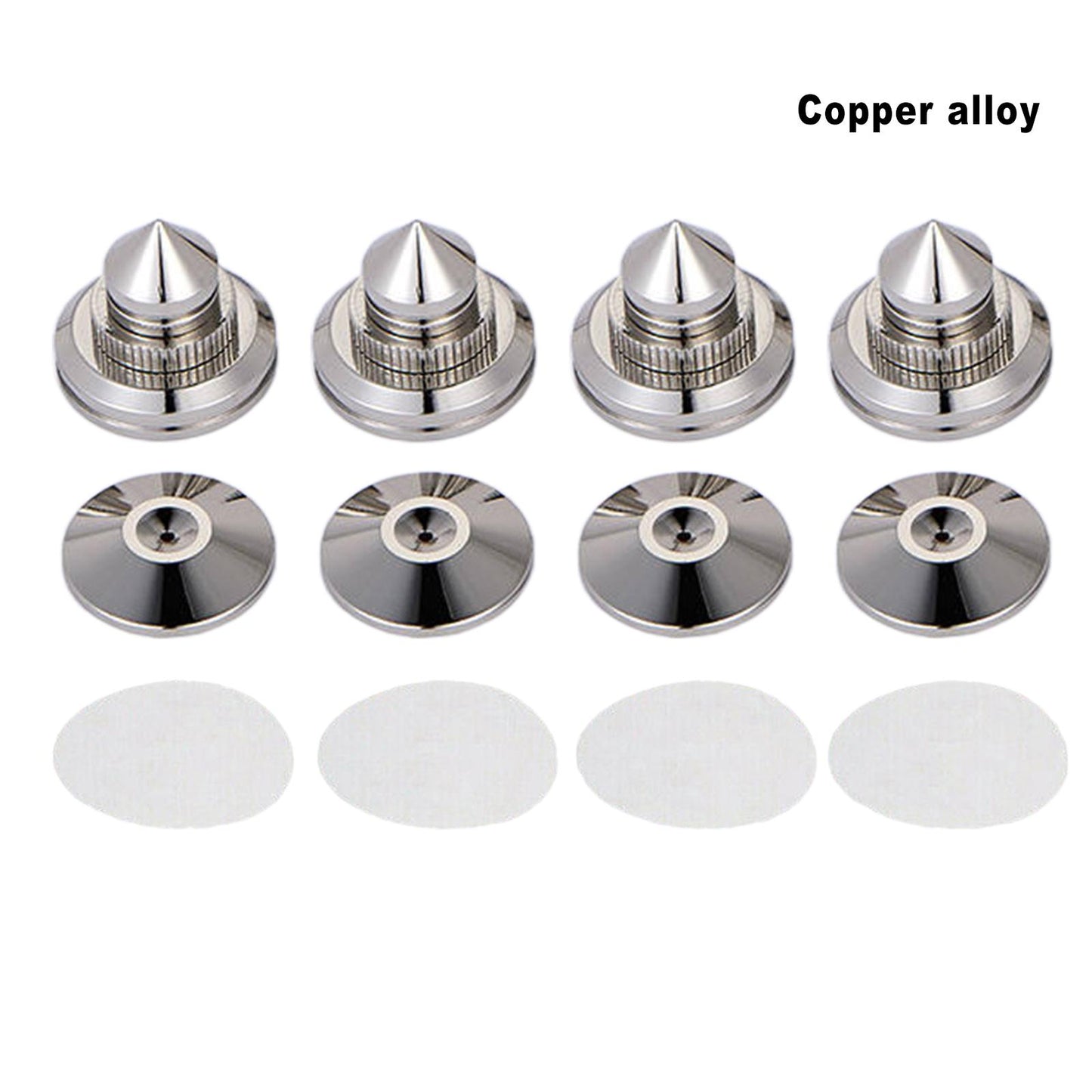 4PCS Speakers Stand Spikes Loudspeaker Box Nails Pads Copper Alloy Silver
