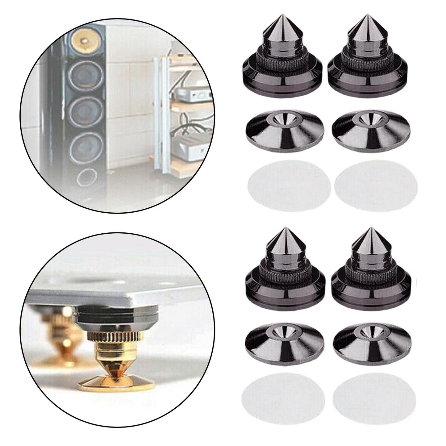 4PCS Speakers Stand Spikes Loudspeaker Box Nails Pads Copper Alloy Black
