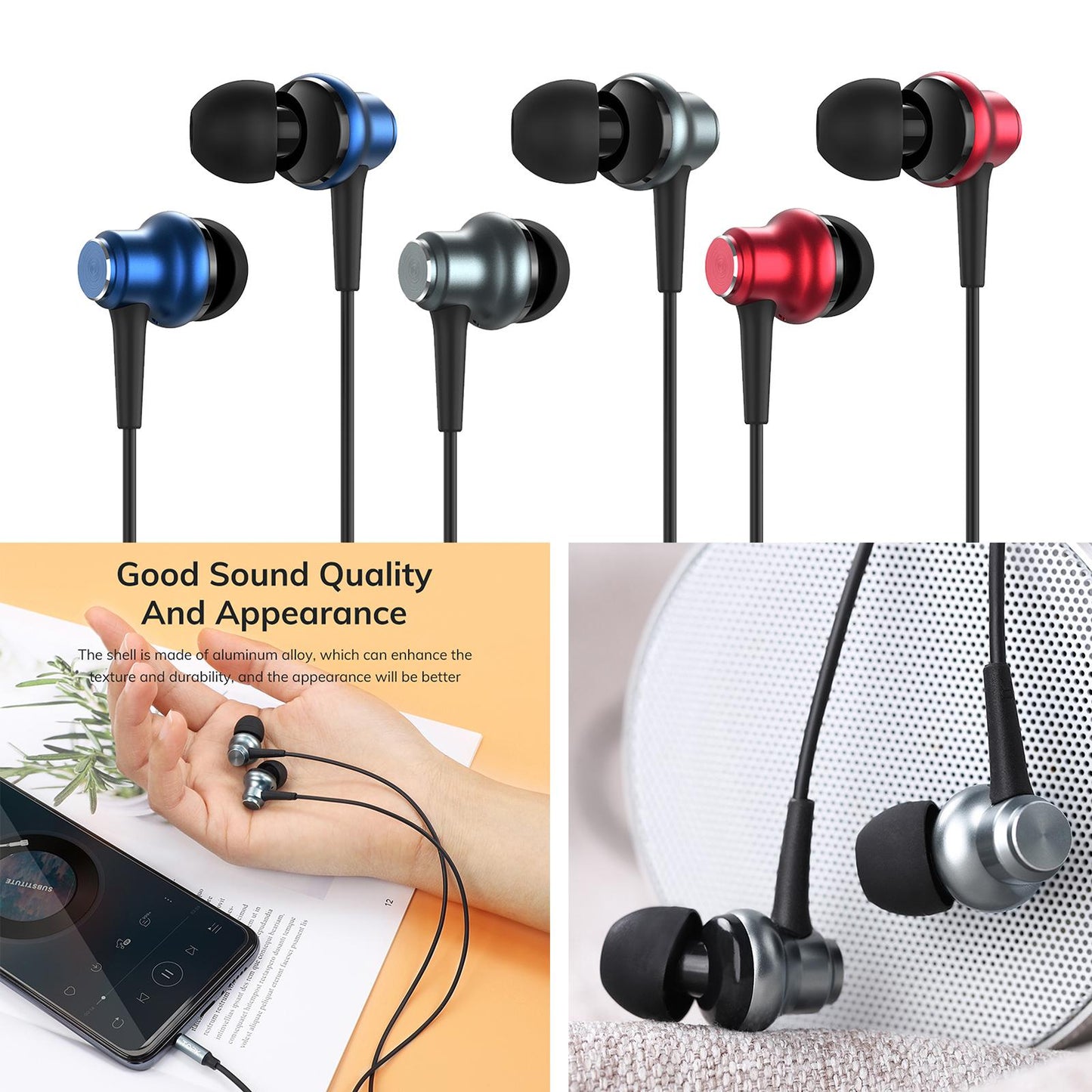 3.5mm In-Ear Earbuds Music Sport Earphone Super Bass Headset Micophone Grey