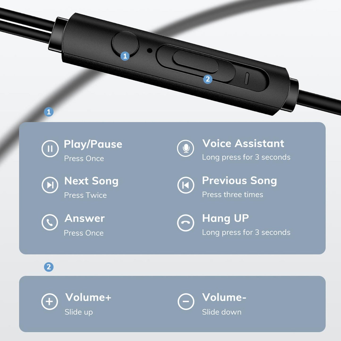 Sport Wired Earphones in Ear Headphones 3.5mm for Workout Grey