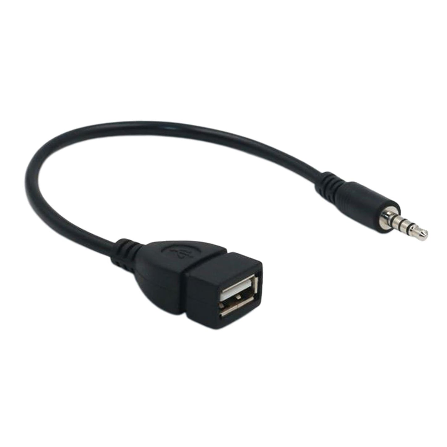 Black 3.5mm Male Audio AUX to USB Female OTG Converter Adapter Cable