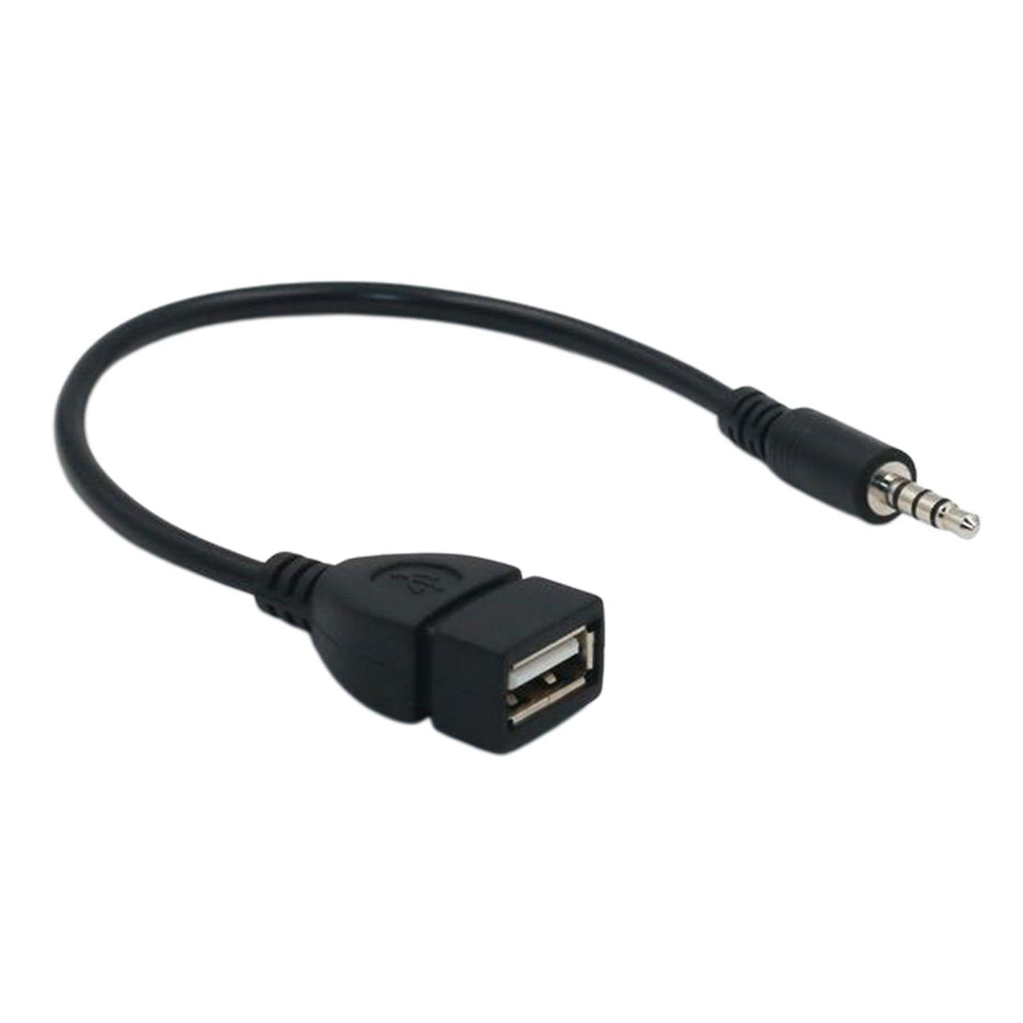 Black 3.5mm Male Audio AUX to USB Female OTG Converter Adapter Cable