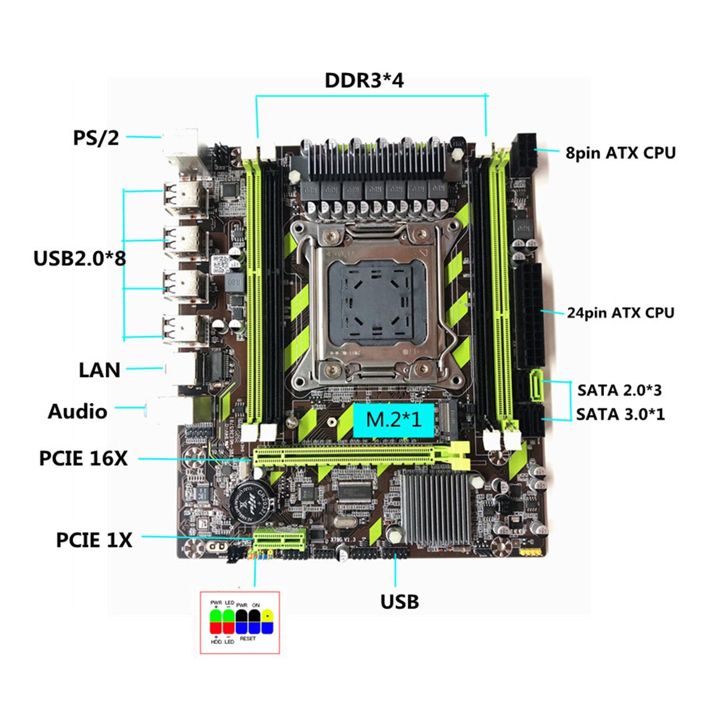 Computer X79 Motherboard LGA 2011 CPU DDR3 M-ATX Mainboard for E5 2630 64GB