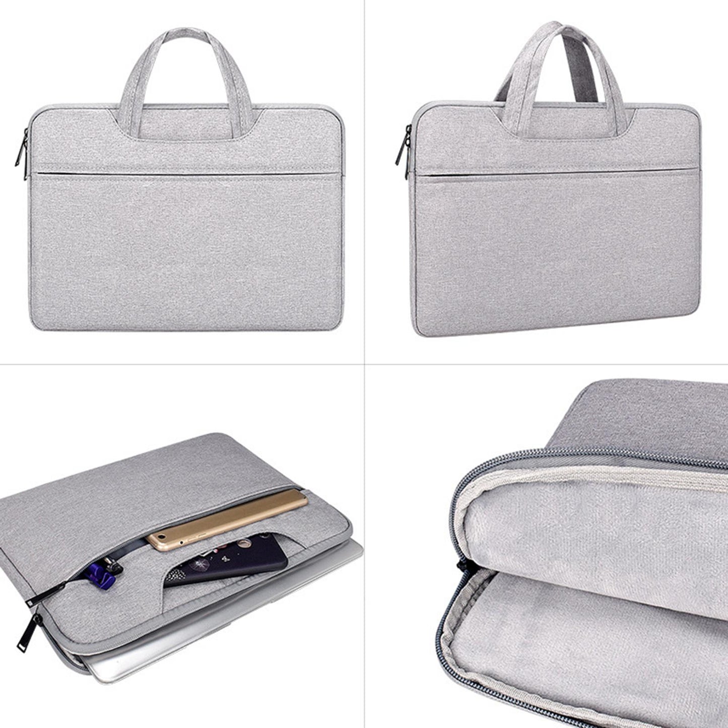 Laptop and Tablet Case Sleeve Waterproof Organizer Pocket for Men Women Grey 15.6 inch