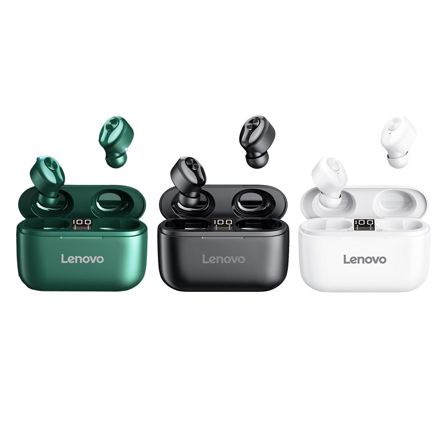 HT18 Bluetooth 5.0 Earphones LED Display Earbuds Headset HIFI Stereo Green