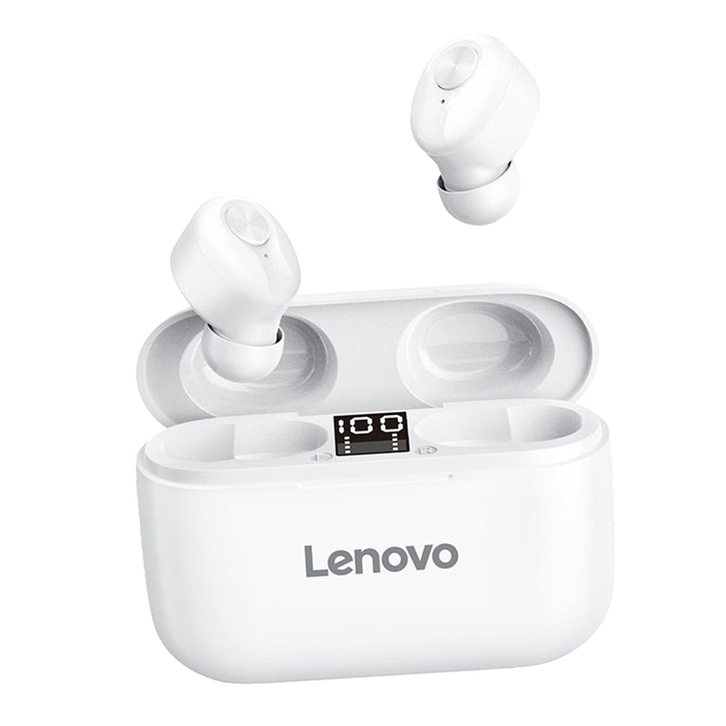 HT18 Bluetooth 5.0 Earphones LED Display Earbuds Headset HIFI Stereo White