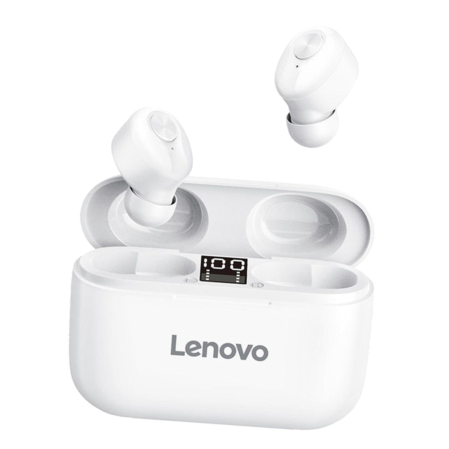 HT18 Bluetooth 5.0 Earphones LED Display Earbuds Headset HIFI Stereo White