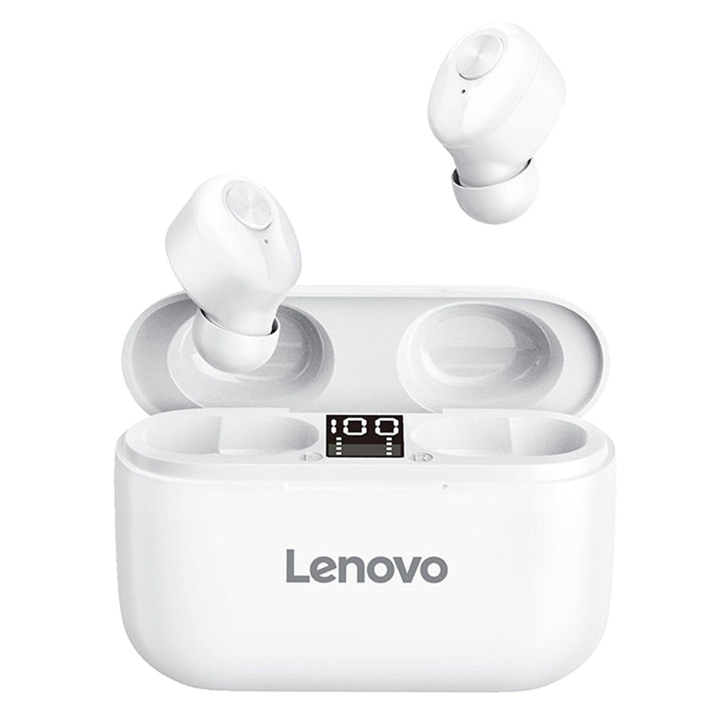 HT18 Bluetooth 5.0 Earphones LED Display Earbuds Headset HIFI Stereo White