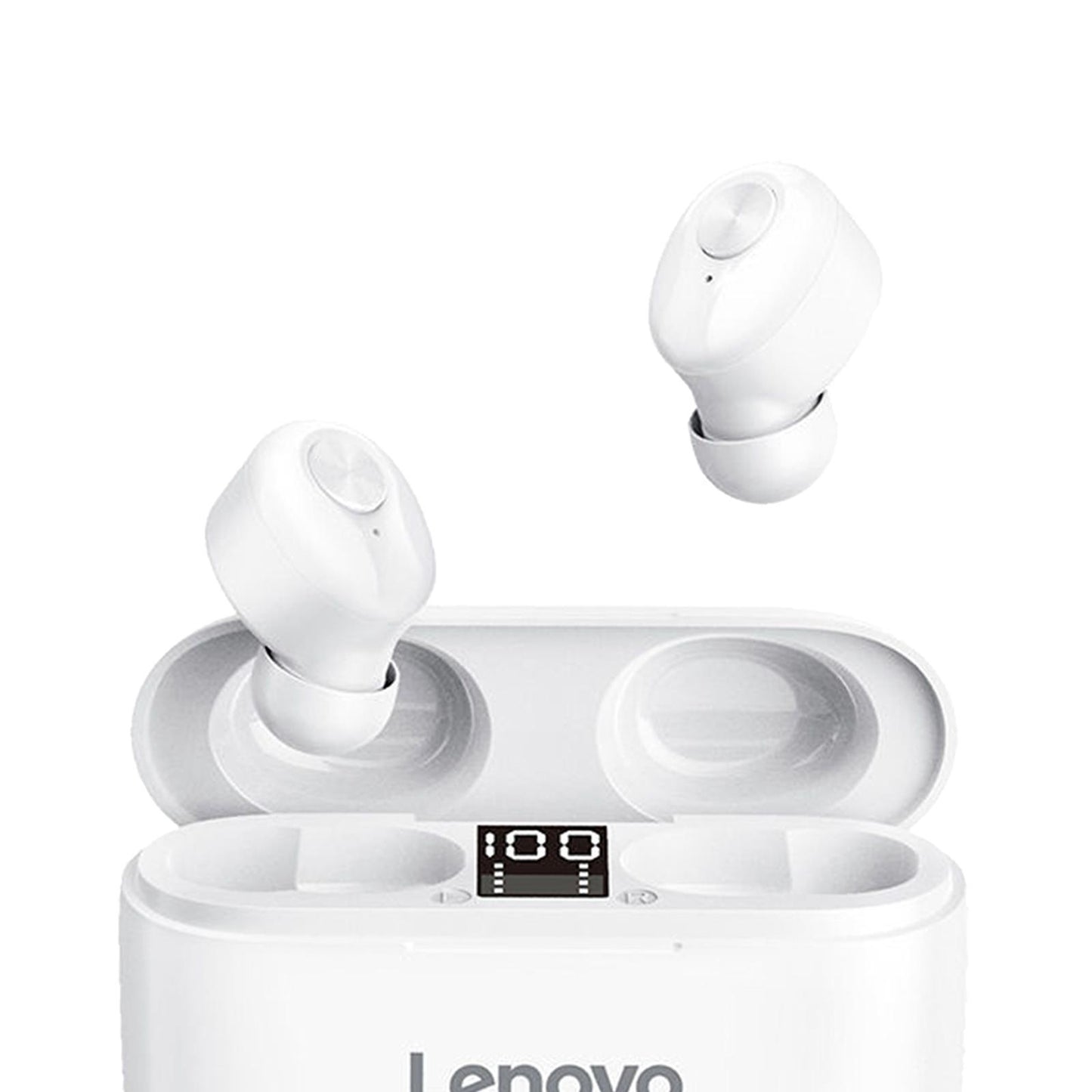 HT18 Bluetooth 5.0 Earphones LED Display Earbuds Headset HIFI Stereo White