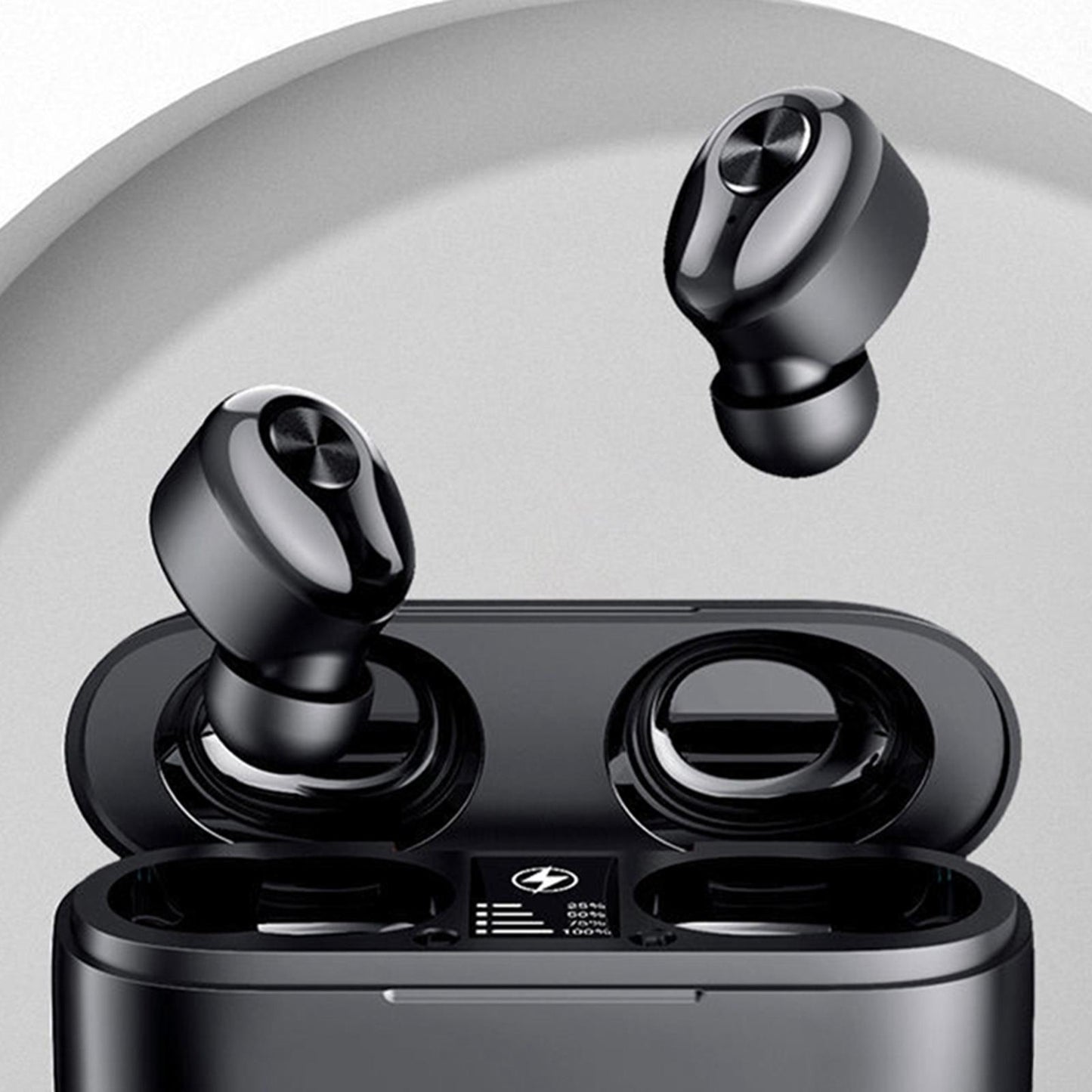 HT18 Bluetooth 5.0 Earphones LED Display Earbuds Headset HIFI Stereo Black