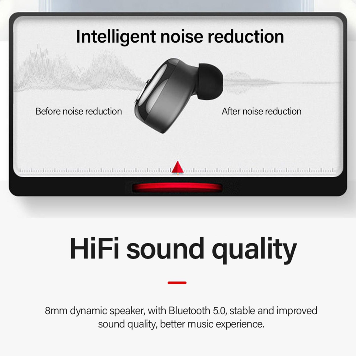 HT18 Bluetooth 5.0 Earphones LED Display Earbuds Headset HIFI Stereo Black