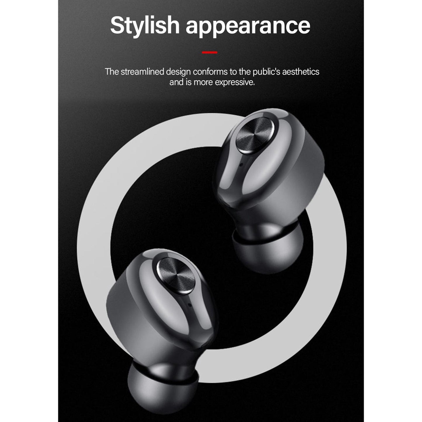 HT18 Bluetooth 5.0 Earphones LED Display Earbuds Headset HIFI Stereo Black