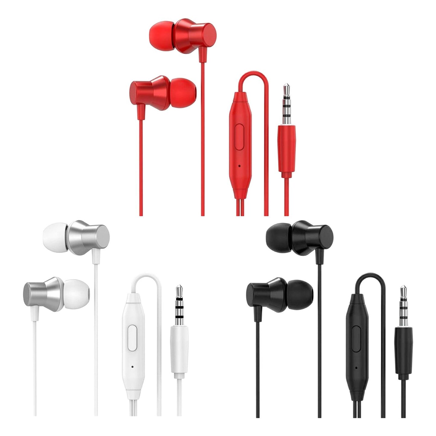 Earphones Headphones with Microphone Tangle Free 3.5mm for Smartphones white