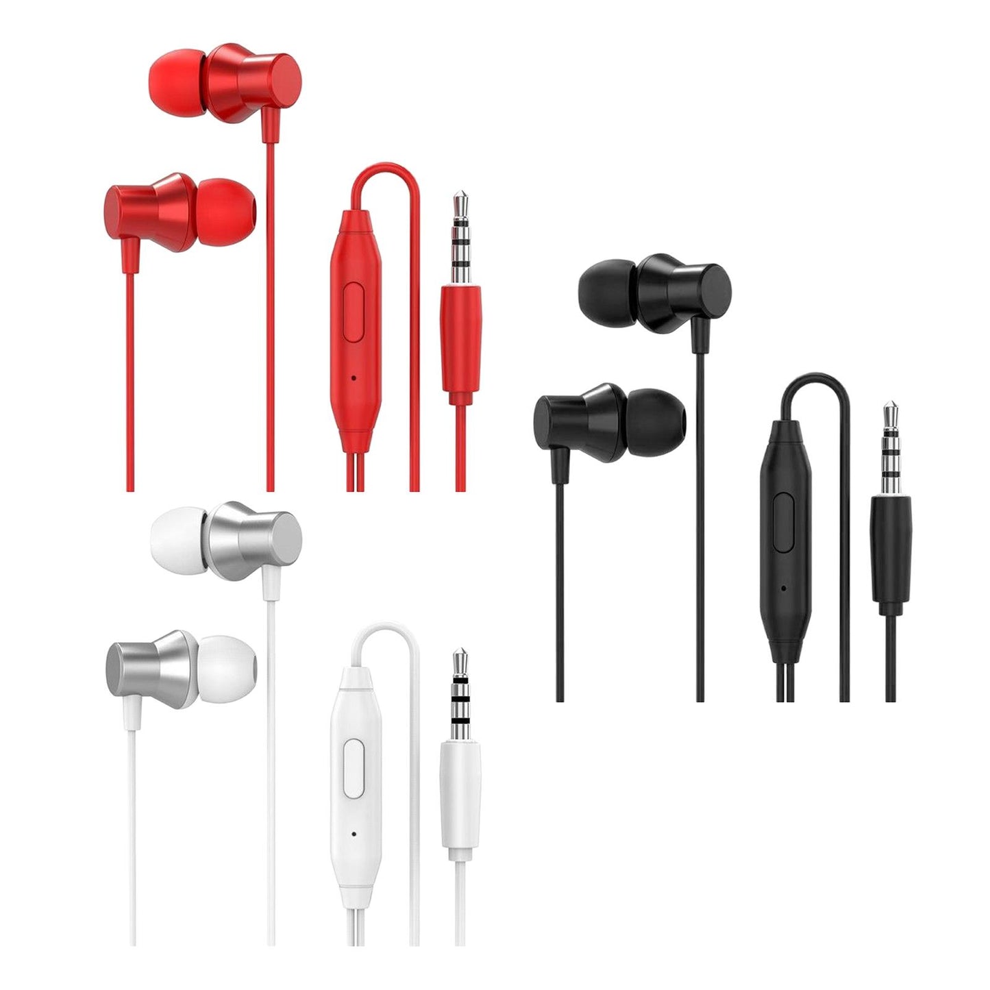 Earphones Headphones with Microphone Tangle Free 3.5mm for Smartphones white