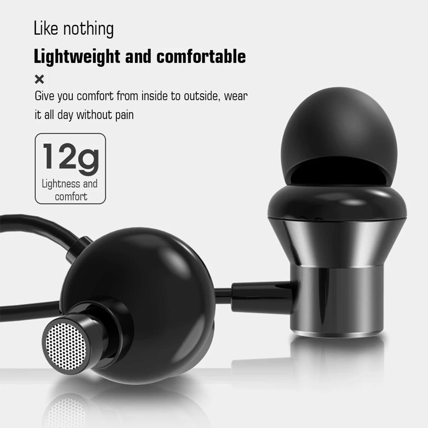 Earphones Headphones with Microphone Tangle Free 3.5mm for Smartphones black