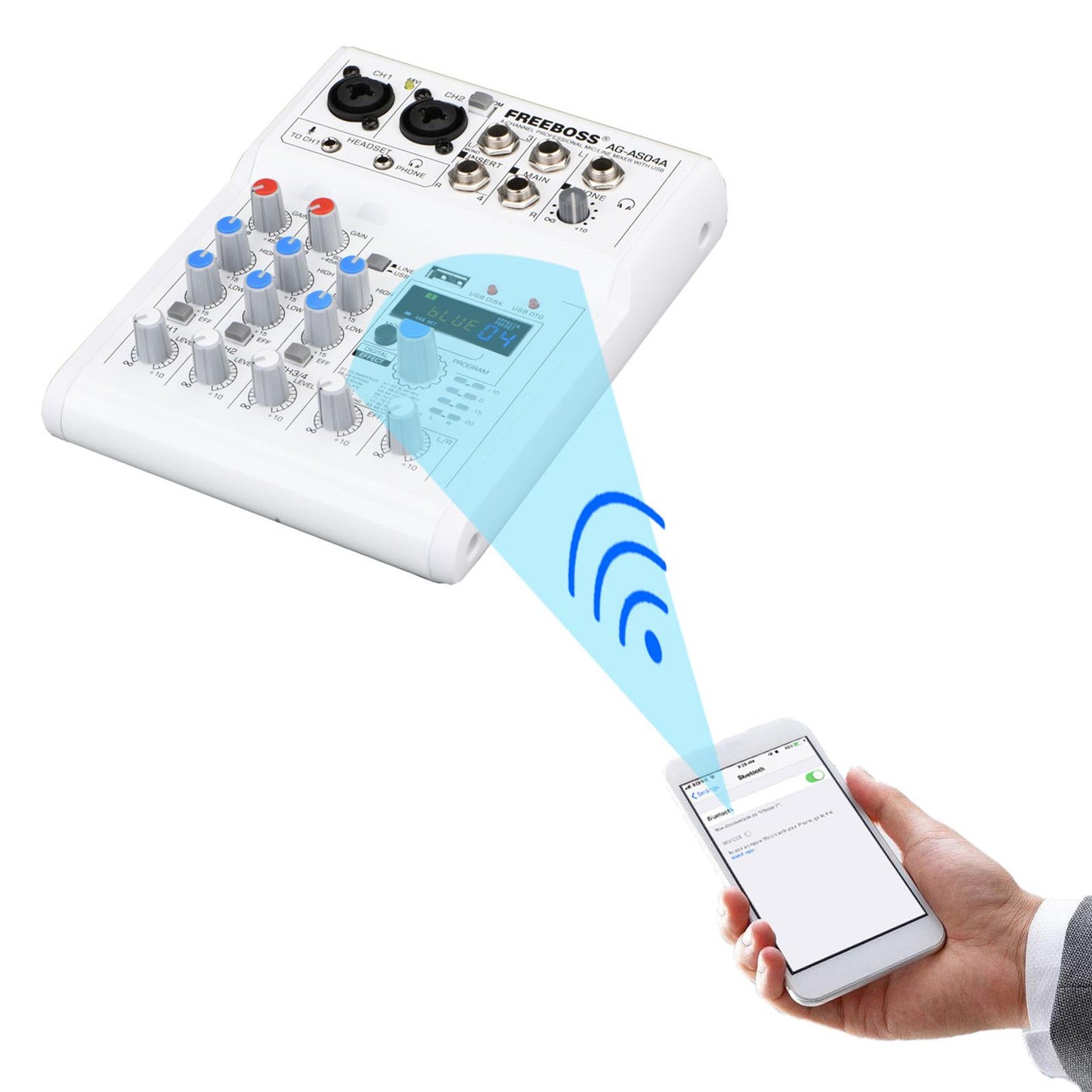 Multifunctional 4CH 5V Bluetooth Audio Mixer Mixing Console US Plug