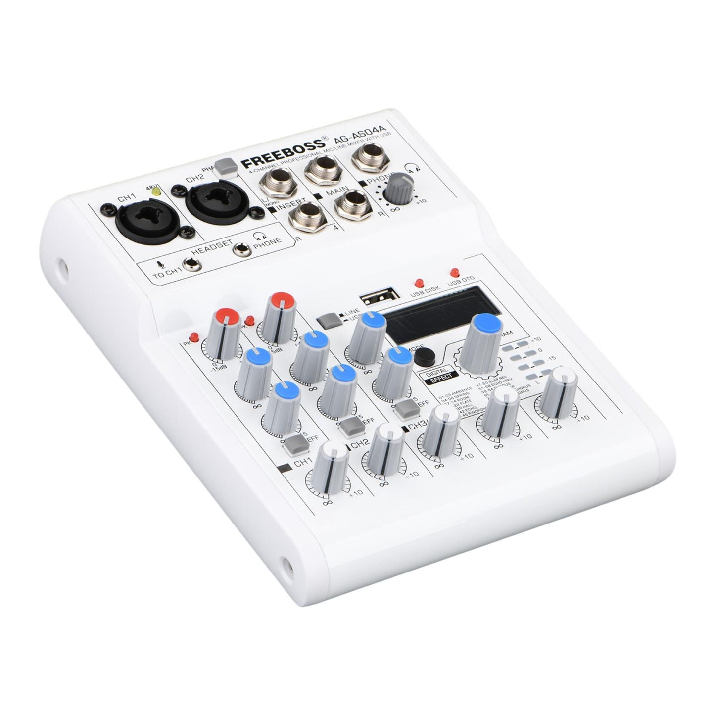 Multifunctional 4CH 5V Bluetooth Audio Mixer Mixing Console US Plug