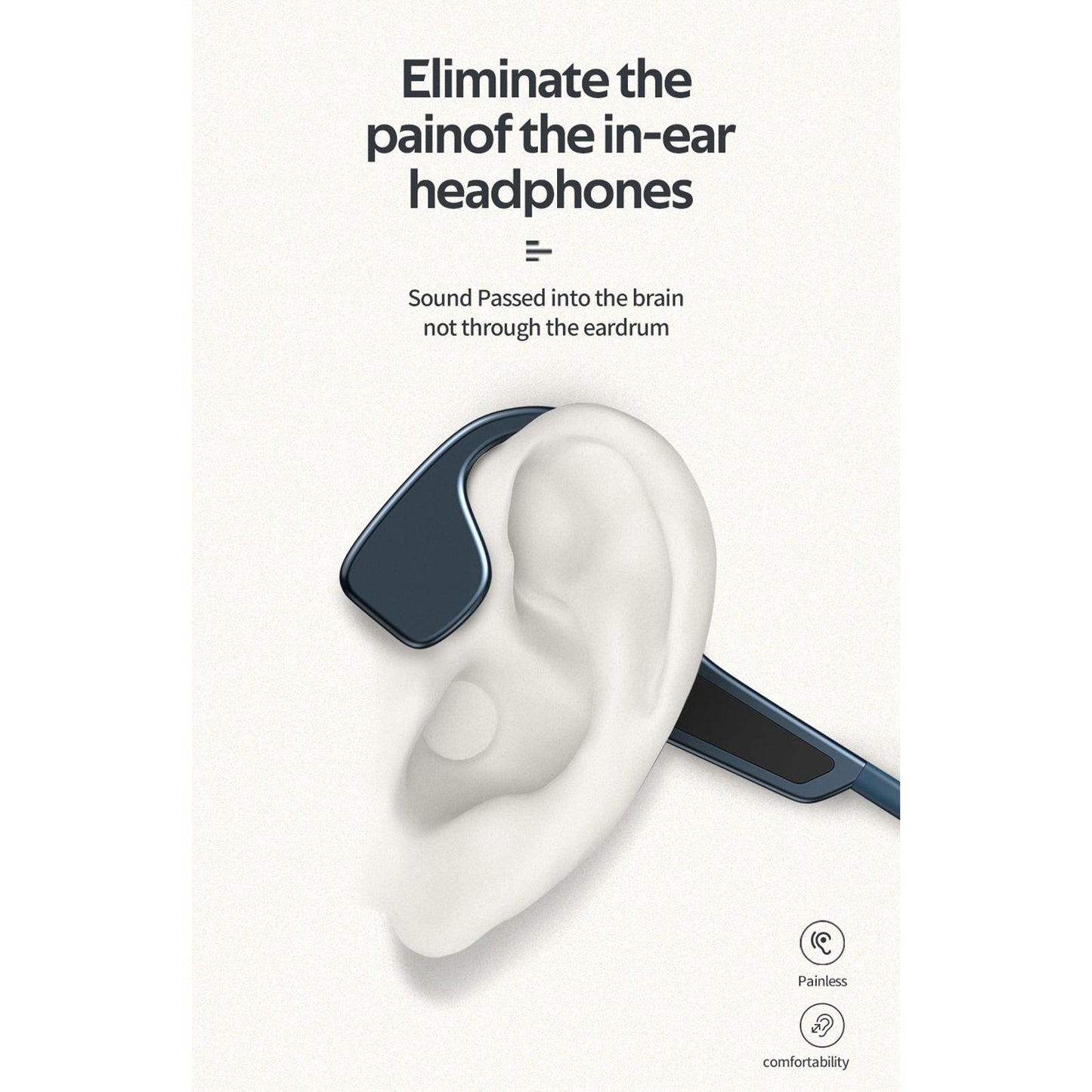 Bone Conduction Headset Bluetooth Wireless Outdoor Open Ear Headphones Black