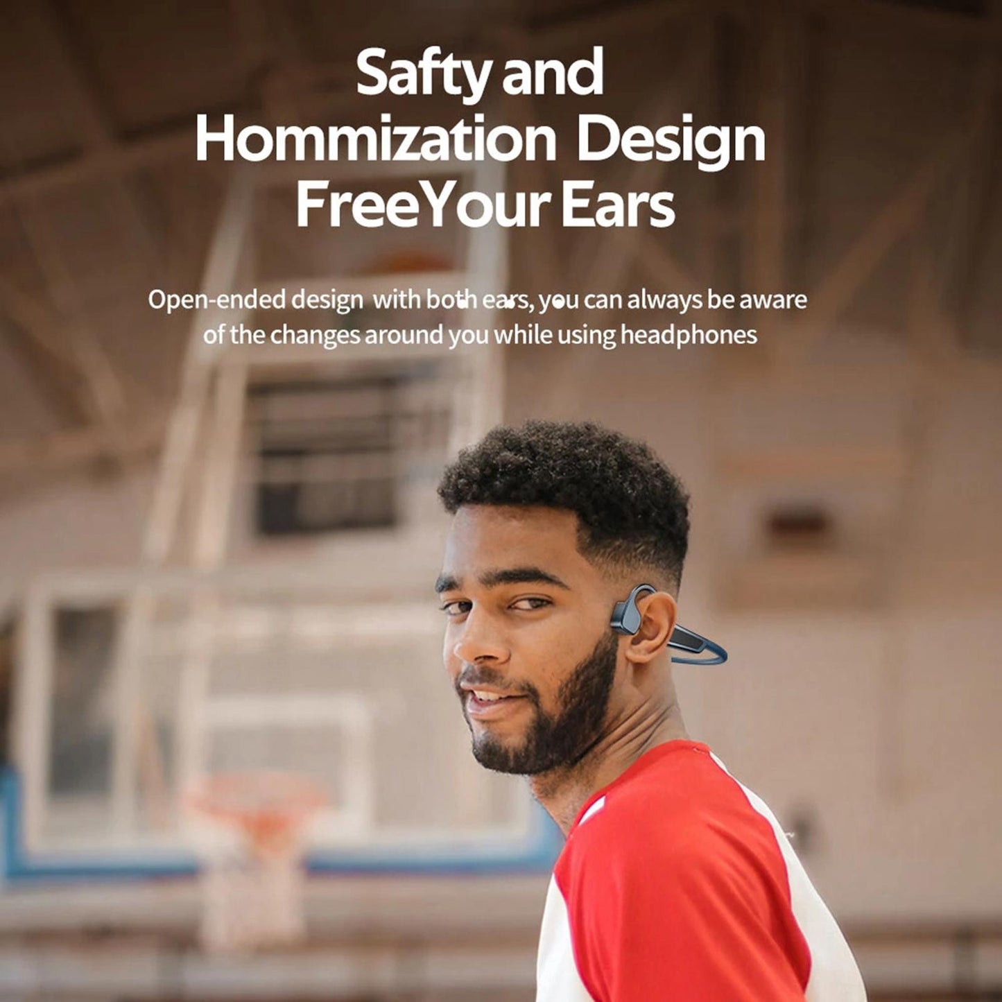 Bone Conduction Headset Bluetooth Wireless Outdoor Open Ear Headphones Red