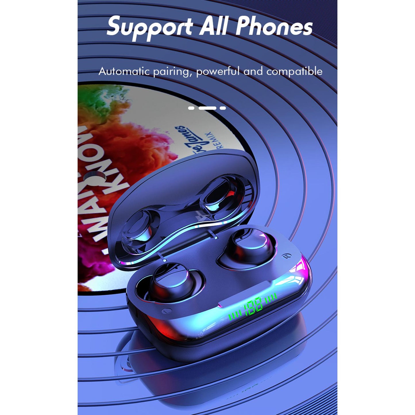 K1 Bluetooth 5.0 True Wireless Earbuds Headset Game Headphones Running black