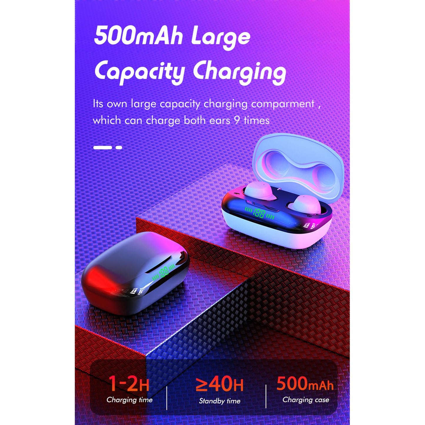 K1 Bluetooth 5.0 True Wireless Earbuds Headset Game Headphones Running black