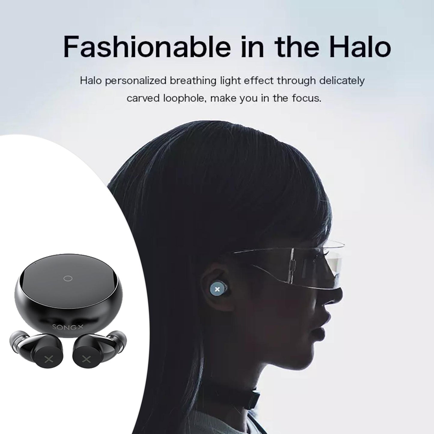 Blueteeth Wireless Earbuds Denoise Waterproof Star Loop Design Black