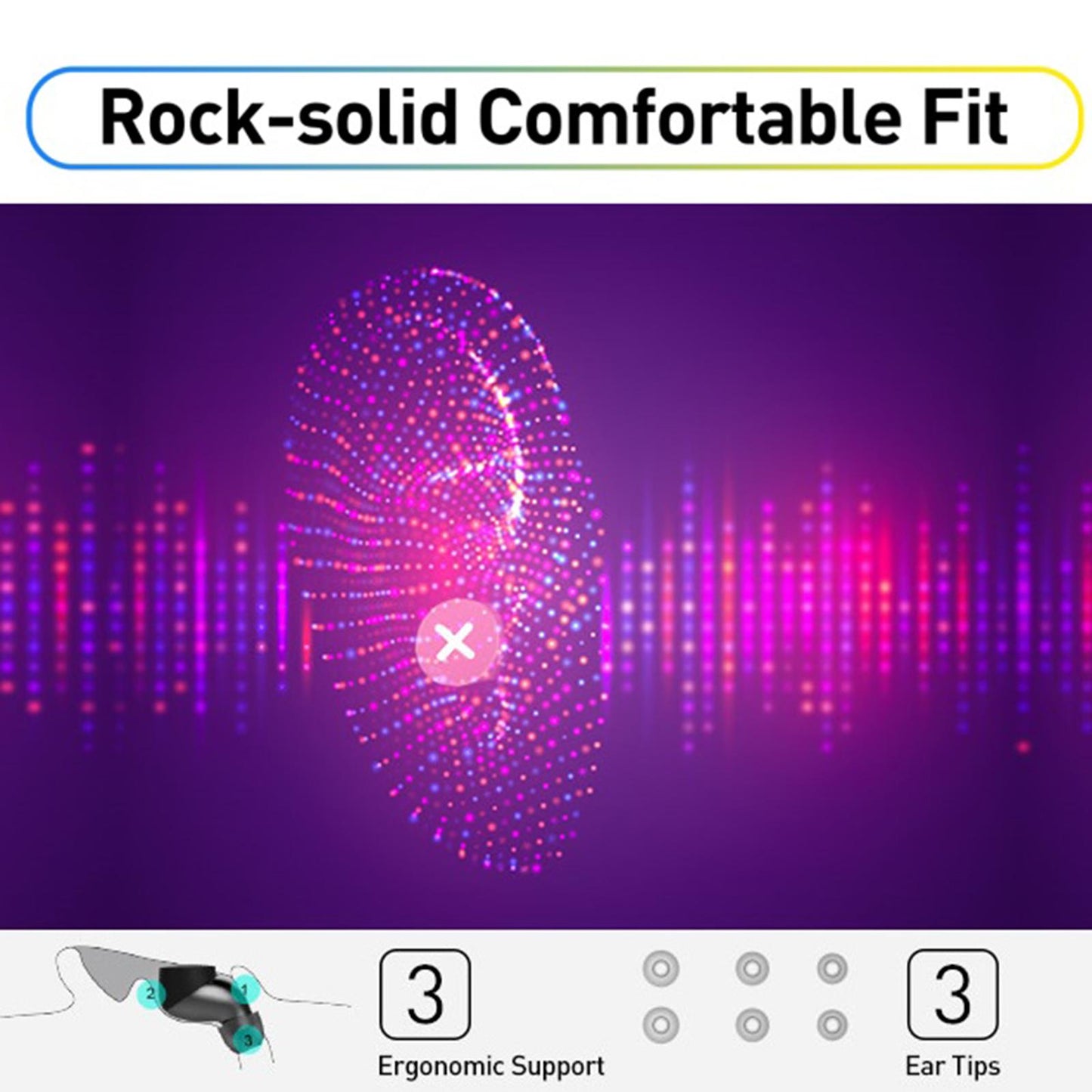 Blueteeth Wireless Earbuds Denoise Waterproof Star Loop Design Black