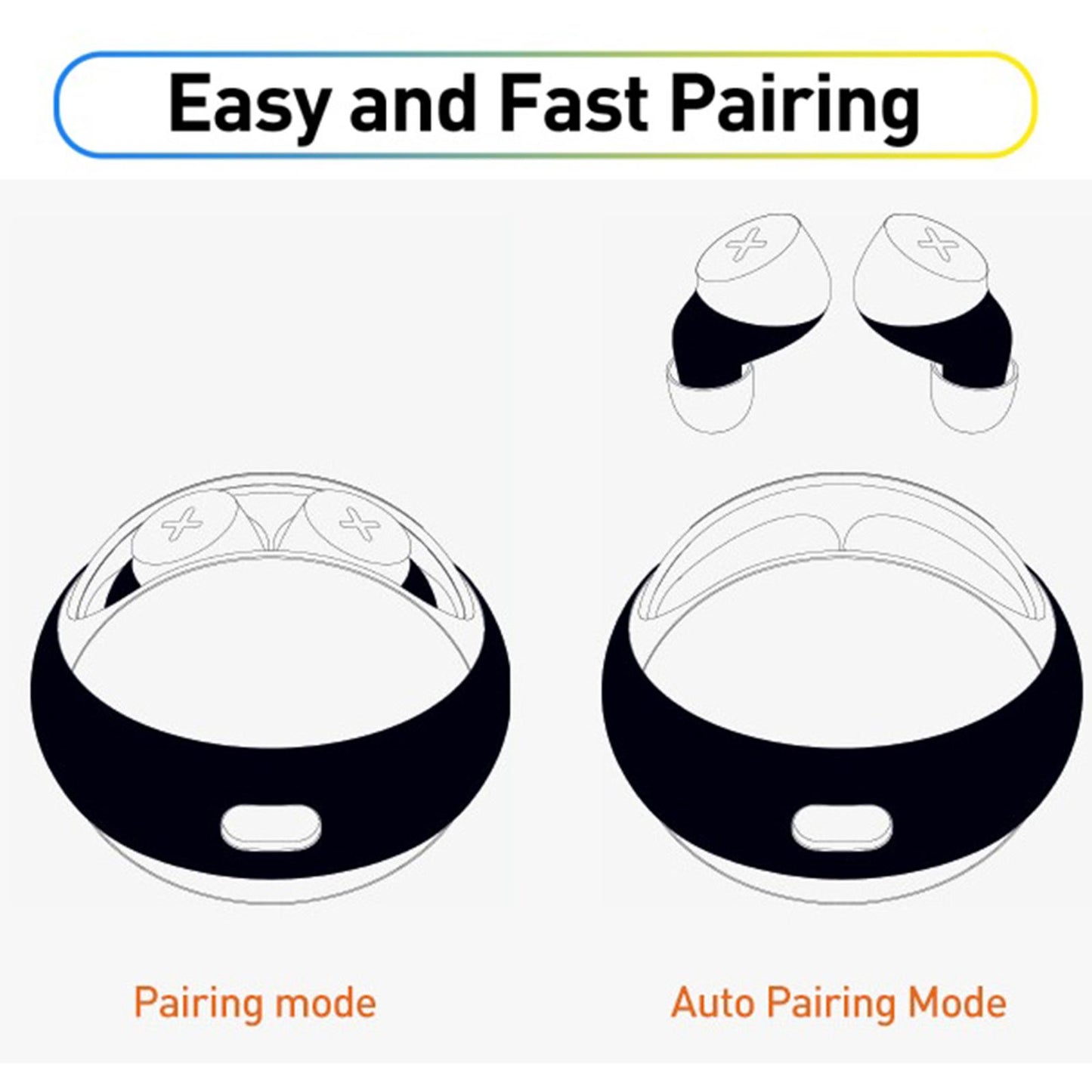 Blueteeth Wireless Earbuds Denoise Waterproof Star Loop Design Black