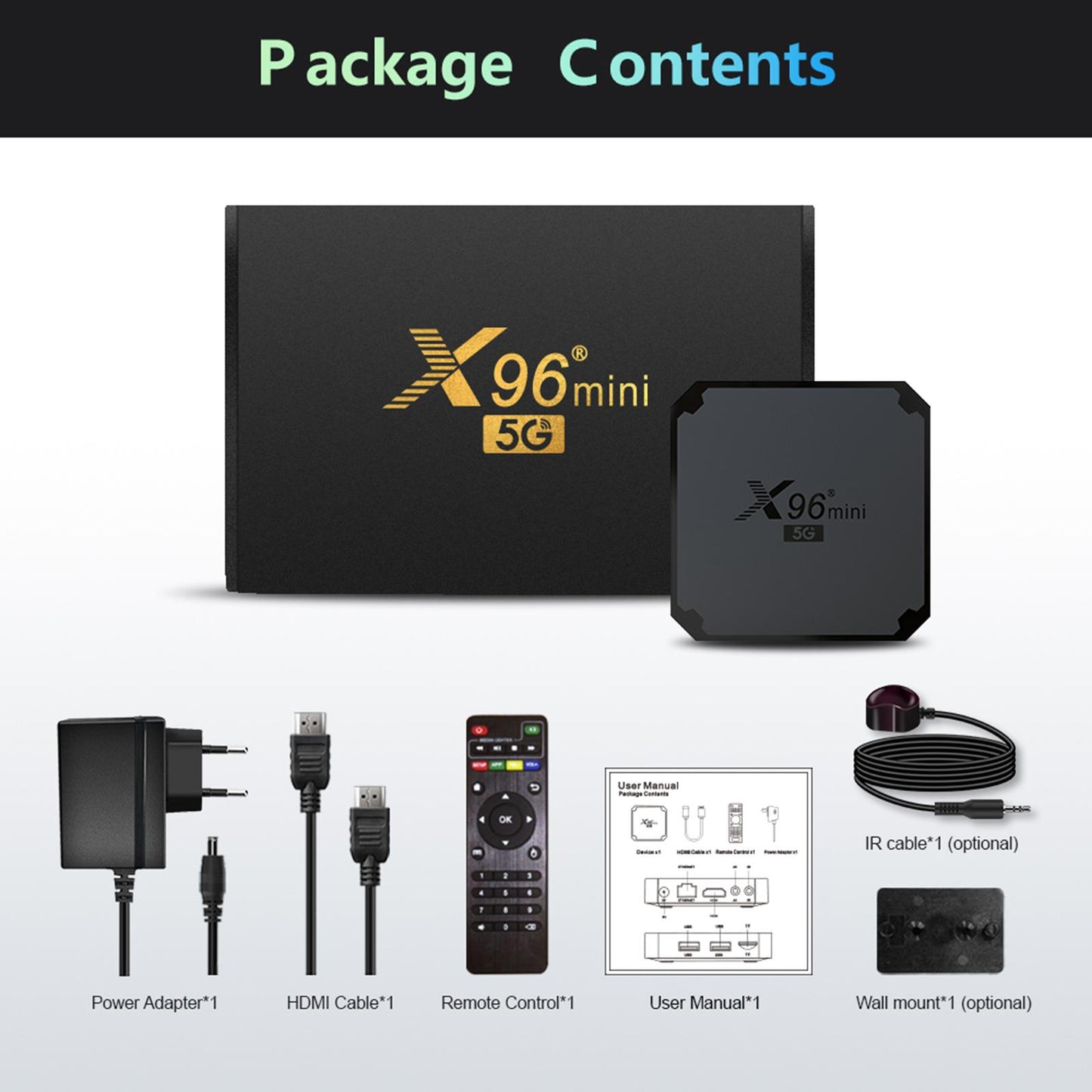 Mini 5G Android 9.0 Box Quad Core 4K Ultra Top Box EU Plug 1GB 8GB