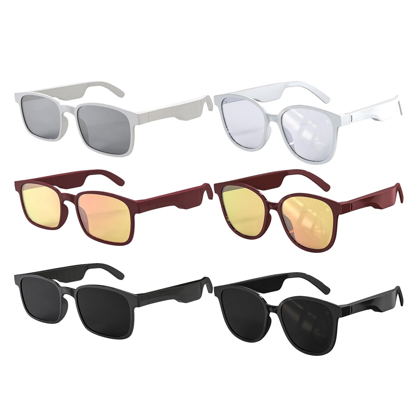 Bluetooth Sunglasses Stereo Headphones Smart Glasses Brown Round