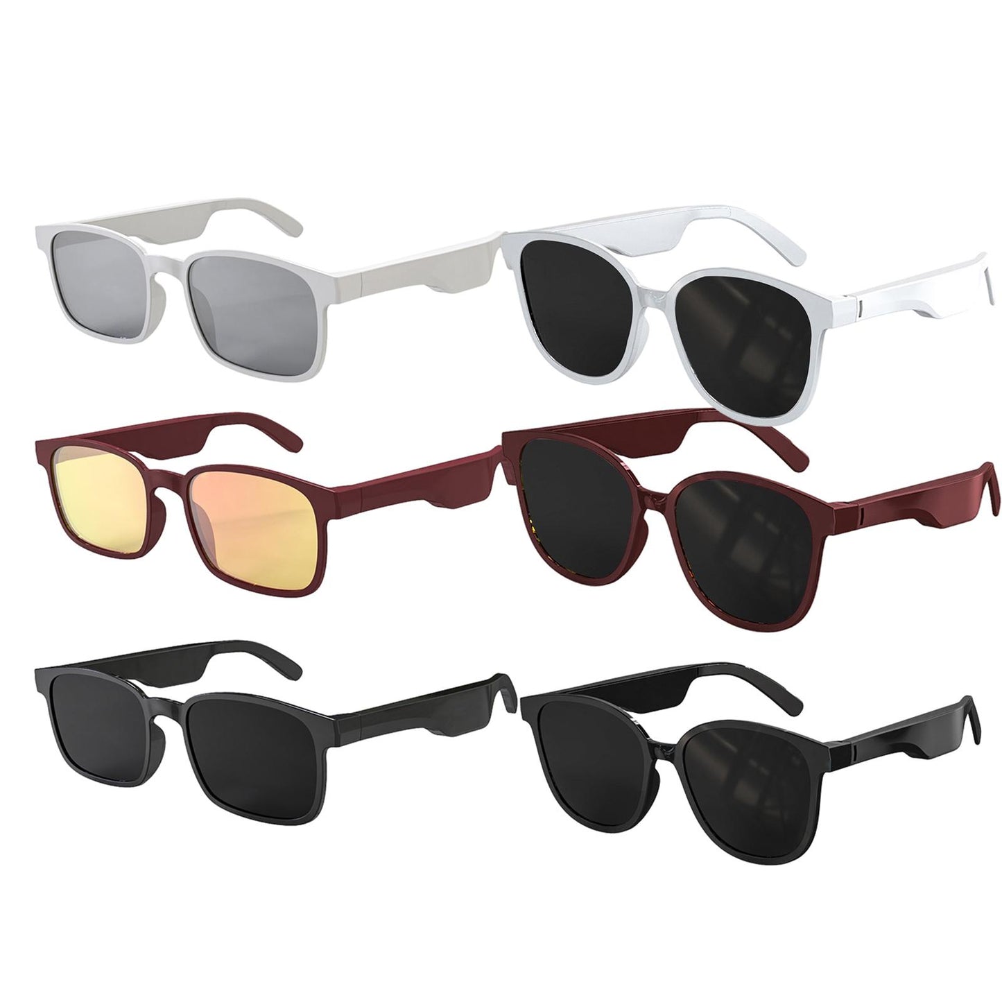Bluetooth Sunglasses Stereo Headphones Smart Glasses White Square