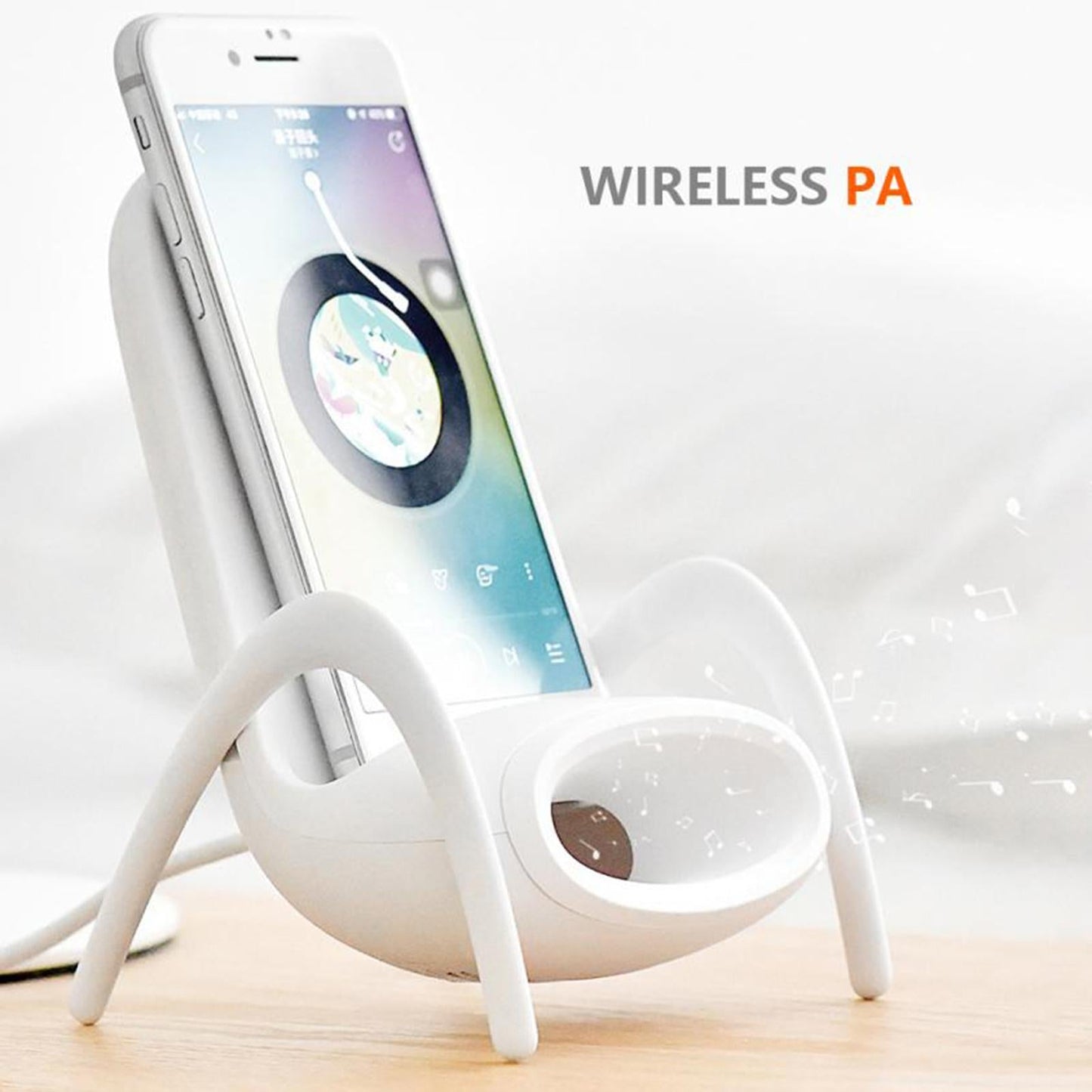 Amplifier Wireless Charger Phone Holder for Iphone Chair Shape White