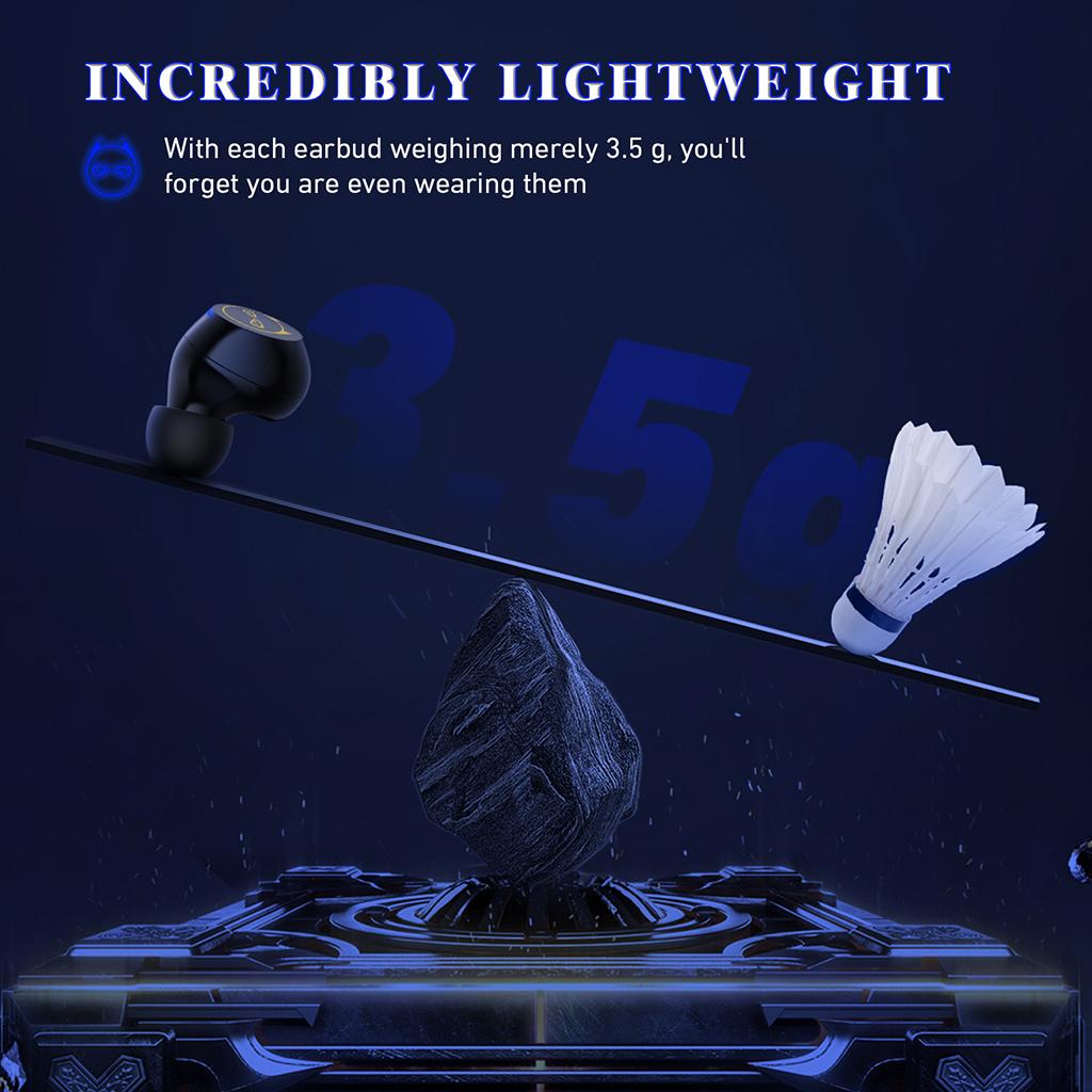 Mini Wireless Earbuds Bluetooth 5.0 Touch Control Earphones Headset Black A