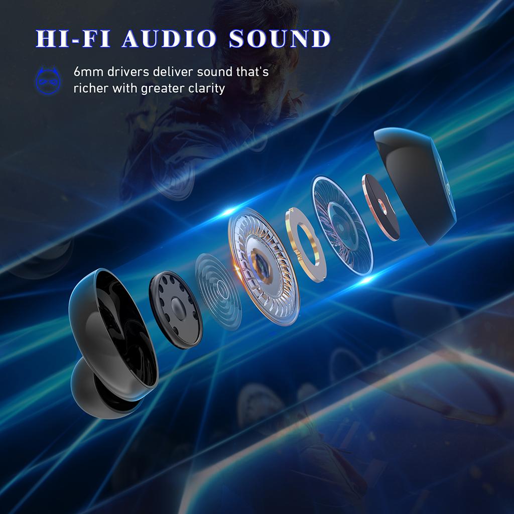 Mini Wireless Earbuds Bluetooth 5.0 Touch Control Earphones Headset Black A