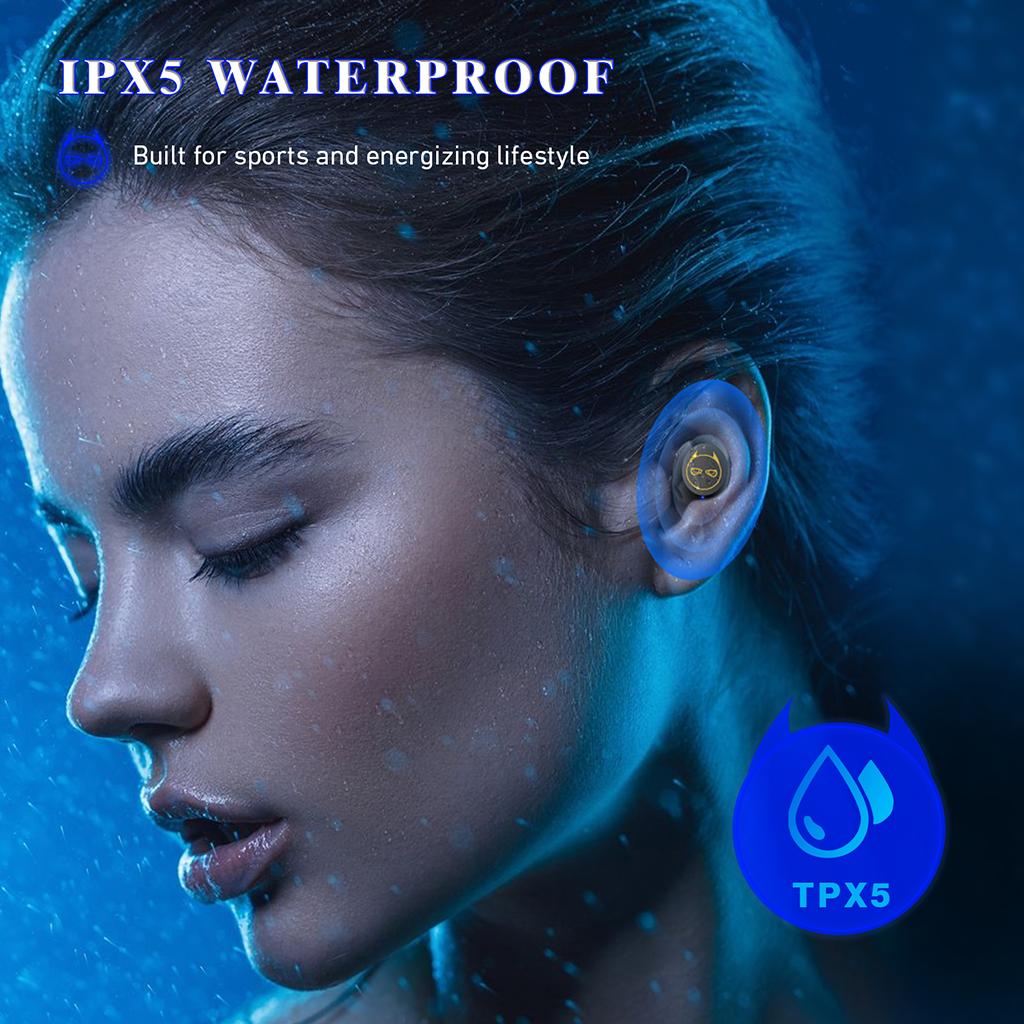 Mini Wireless Earbuds Bluetooth 5.0 Touch Control Earphones Headset Black A