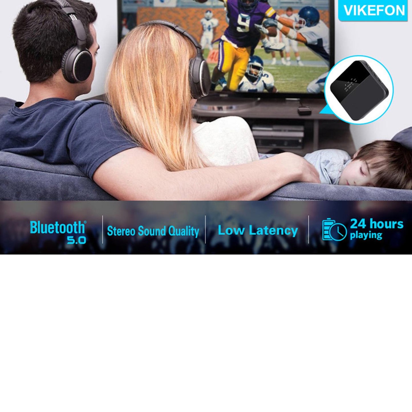 Bluetooth 5 Audio Transmitter and Receiver Adapter HD LL Low Latency Black