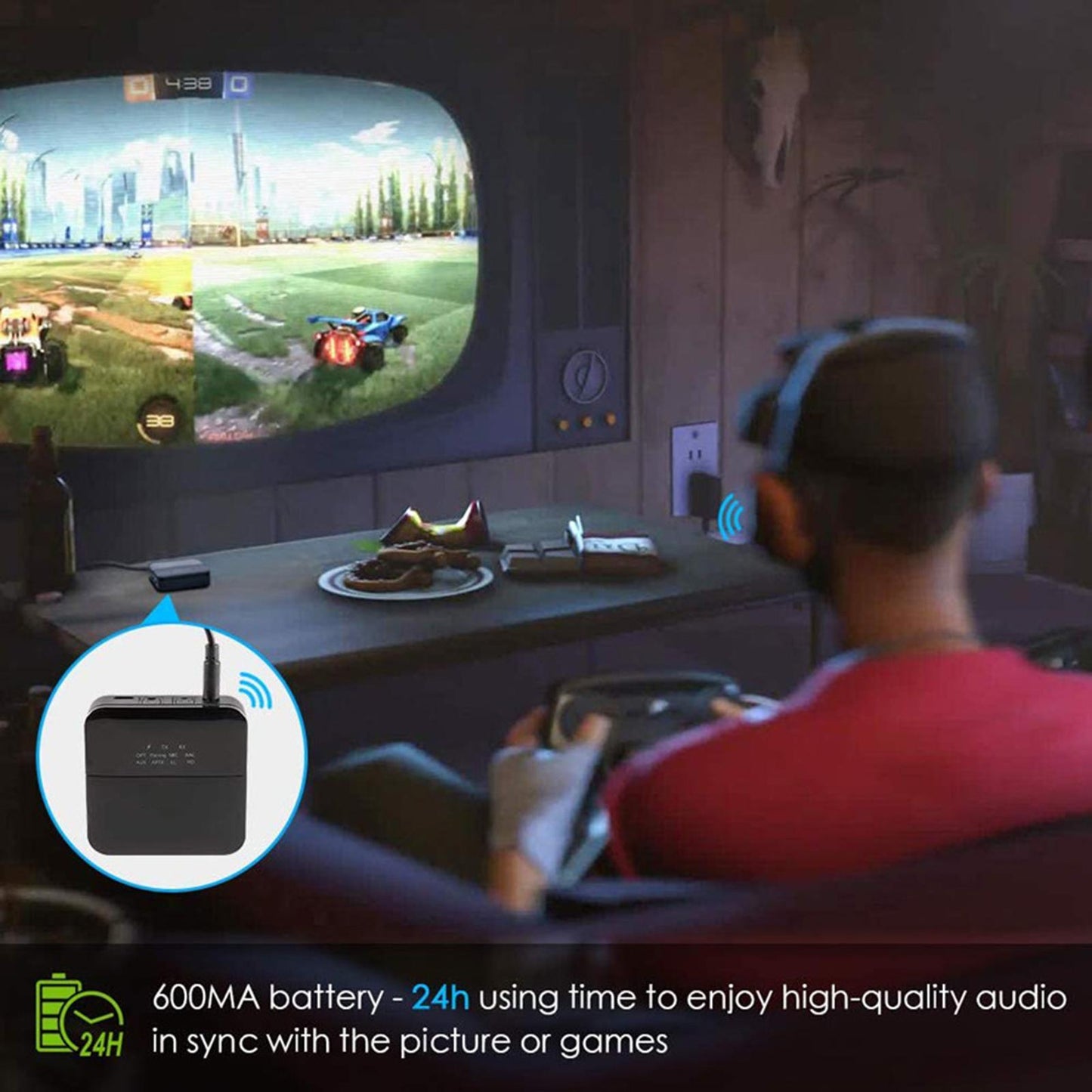 Bluetooth 5 Audio Transmitter and Receiver Adapter HD LL Low Latency Black