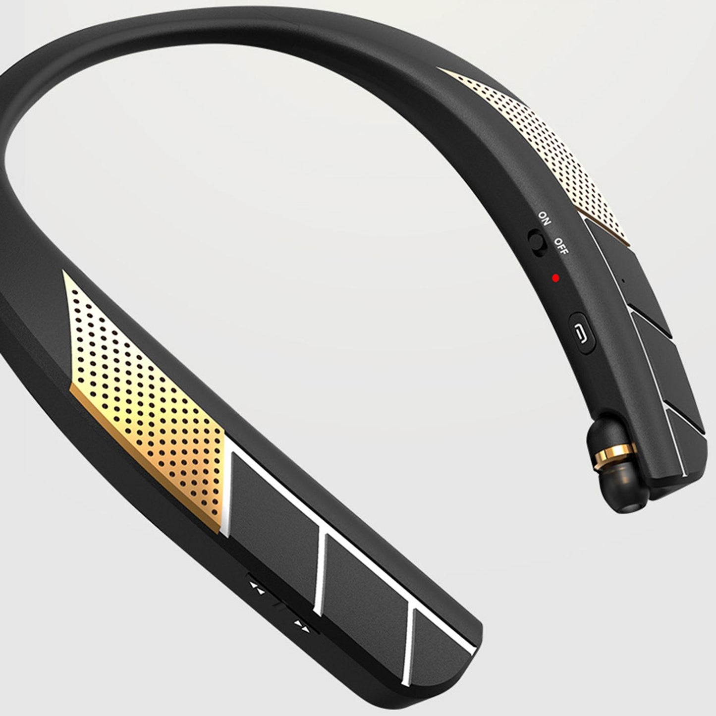 Neckband Wireless Speaker HD Low Latency w/ Retractable Earbuds Portable Golden A