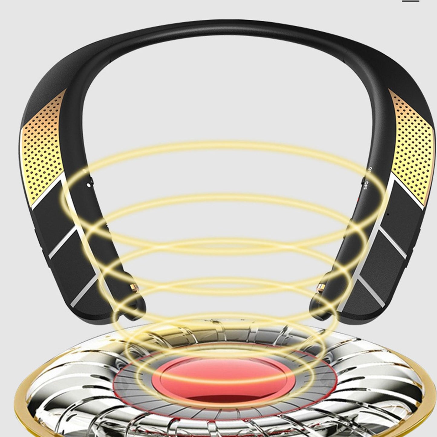 Neckband Wireless Speaker HD Low Latency w/ Retractable Earbuds Portable Golden A