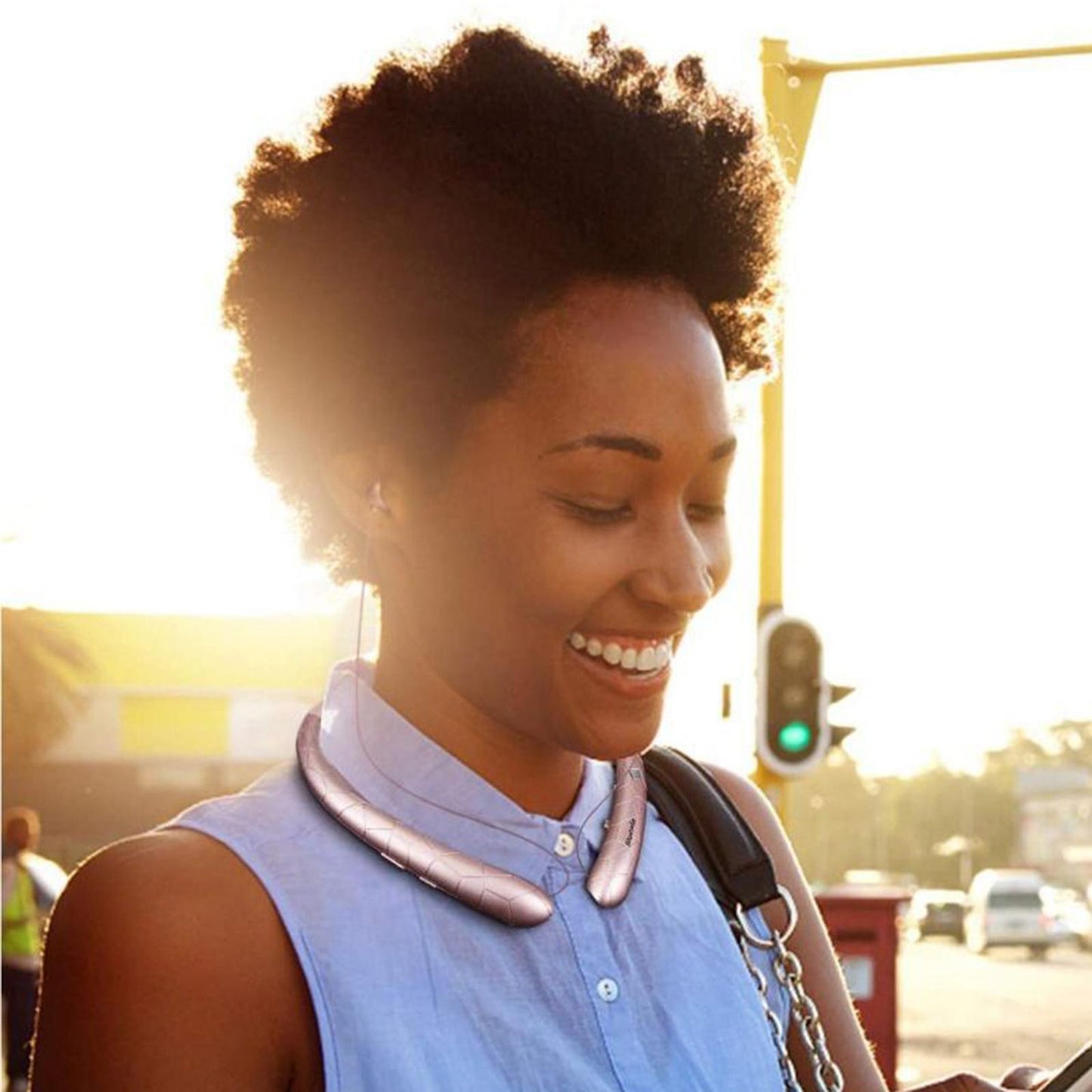 HX831 Bluetooth Wireless Headphones Headsets Neckband Earbud w/Mic Rose Gold