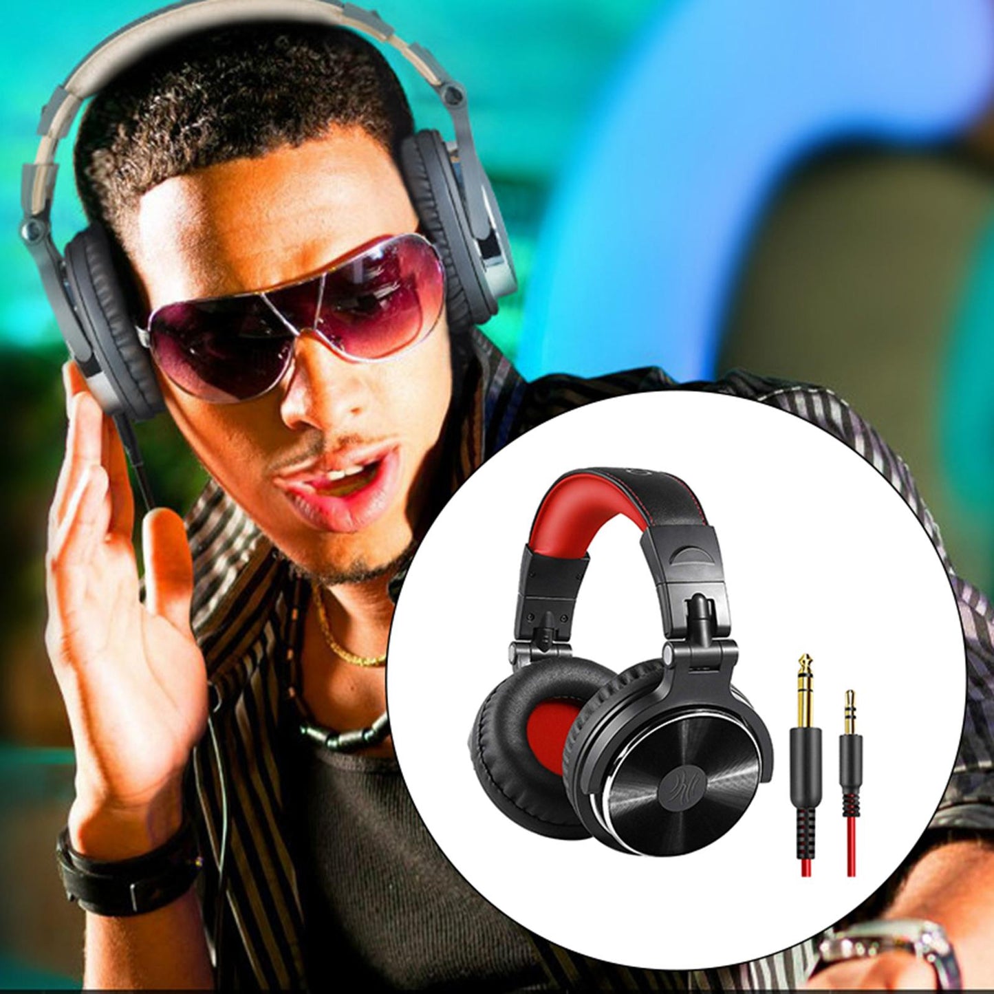 Over Ear DJ Stereo Wired Headphone Headsets for Studio Red