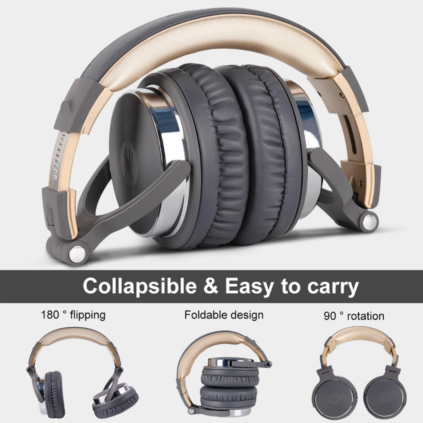 Over Ear DJ Stereo Wired Headphone Headsets for Studio Grey