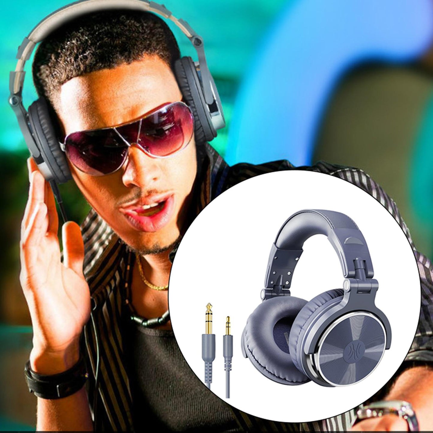 Over Ear DJ Stereo Wired Headphone Headsets for Studio Purple