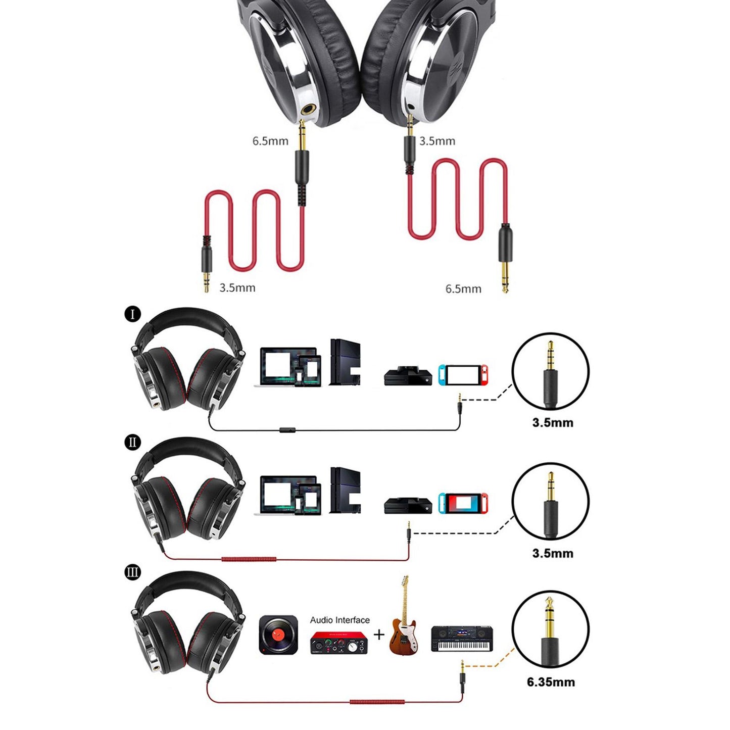 Pro-50 Wired Over Ear Headphones Studio Mixing DJ Stereo Headsets w/Mic