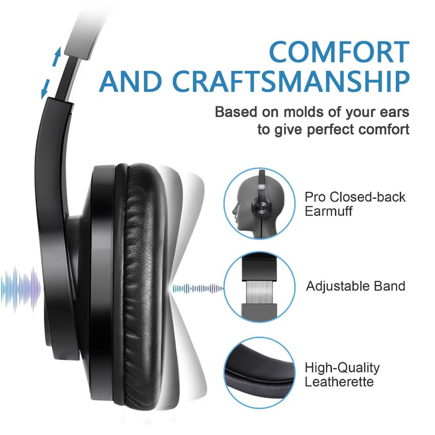 Wired Headphones Over Ear Headset w/ Microphone Stereo Bass Earphone