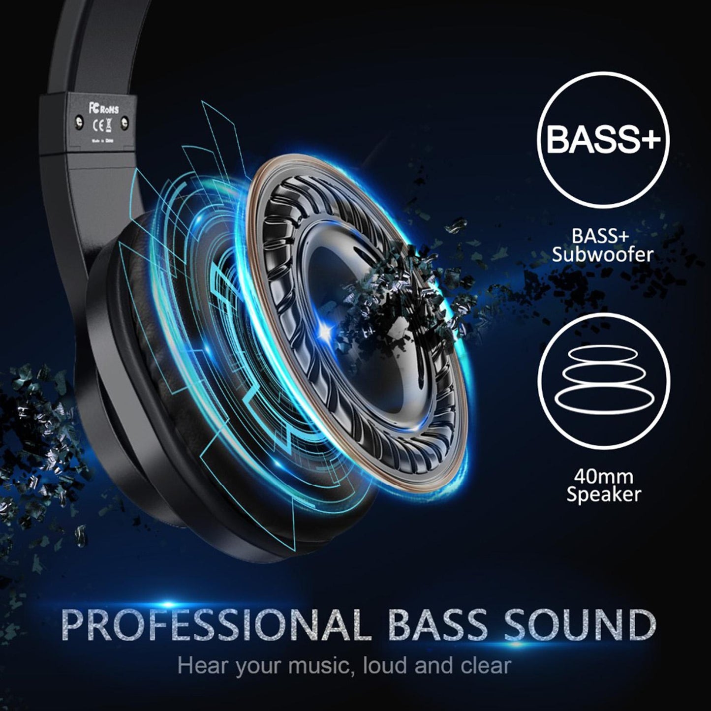 Wired Headphones Over Ear Headset w/ Microphone Stereo Bass Earphone