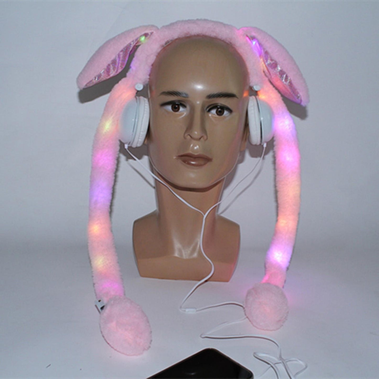 Cute Wired Headphones Rabbit Cartoon for Video Shooting Photography Pink