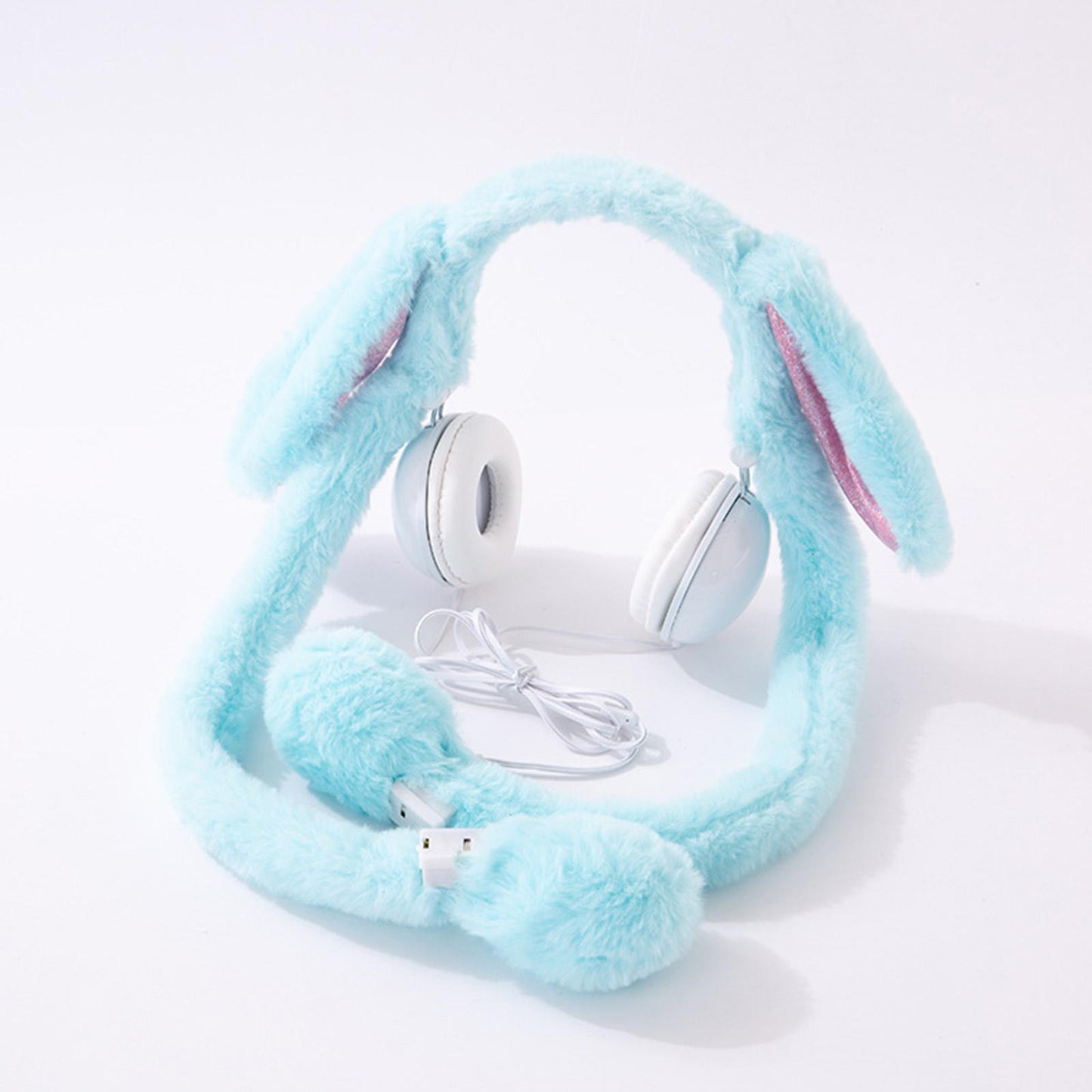Cute Wired Headphones Rabbit Cartoon for Video Shooting Photography Blue