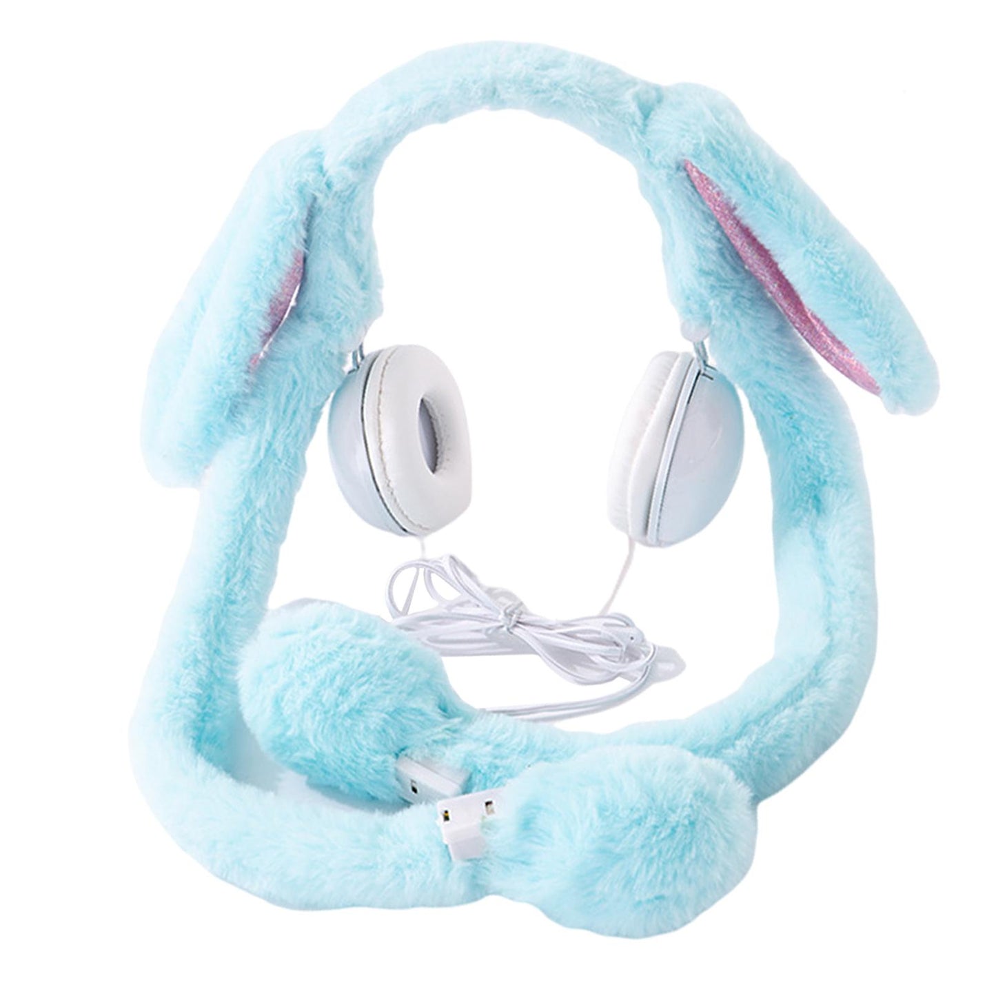 Cute Wired Headphones Rabbit Cartoon for Video Shooting Photography Blue